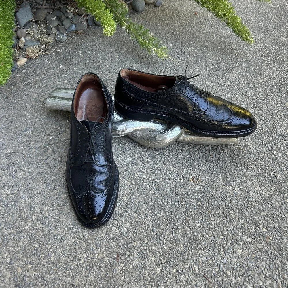Towncraft Vintage Men's Black Wingtip Lace Up Oxfords Size 10.5 C